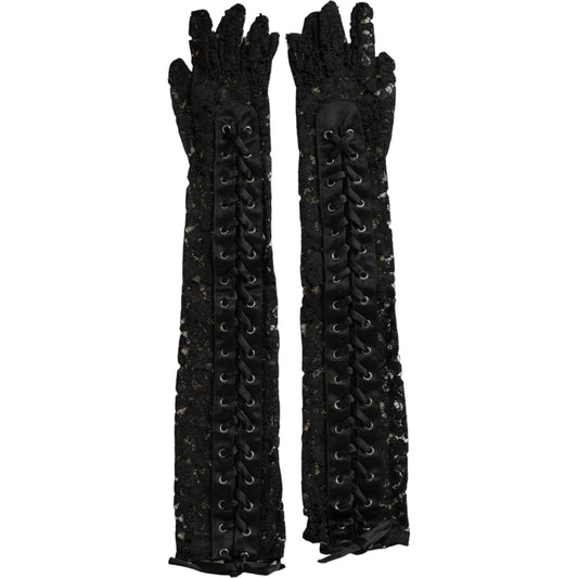 Dolce & Gabbana Black Taormina Lace Elbow Length Gloves Dolce & Gabbana Black