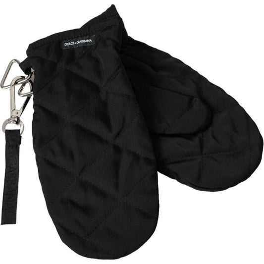 Dolce & Gabbana Black Quilted Nylon Wrist Length Mitten Gloves Dolce & Gabbana Black