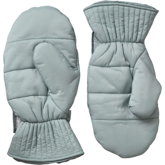 Dolce & Gabbana Green Quilted Nylon Wrist Length Mitten Gloves Dolce & Gabbana Dark Gray