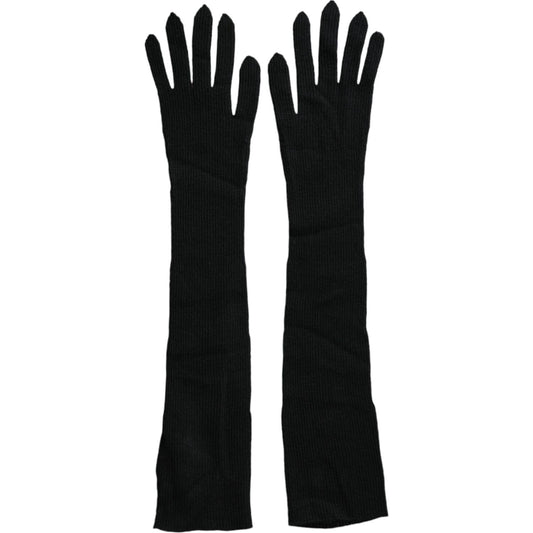 Dolce & Gabbana Black Cashmere Knitted Elbow Length Gloves Dolce & Gabbana Black