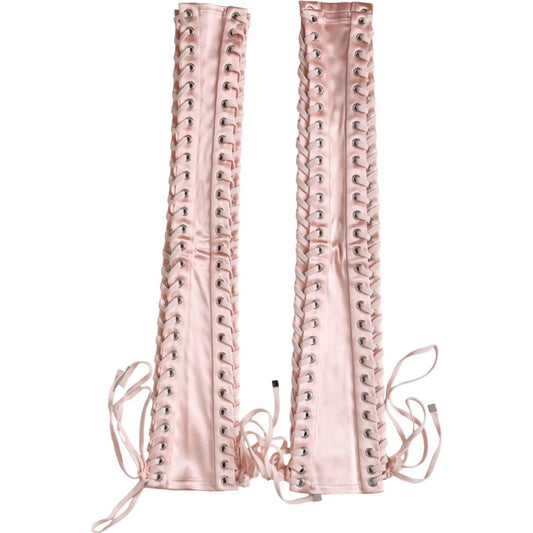 Dolce & Gabbana Pink Acetate Lace Up Fingerless Gloves Dolce & Gabbana Thistle