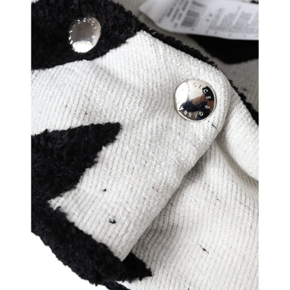 Dolce & Gabbana Black White Wool Whole Head Wrap Hat