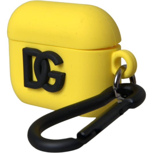 Dolce & Gabbana Yellow Silicone Logo Embossed Airpods Case Dolce & Gabbana Black