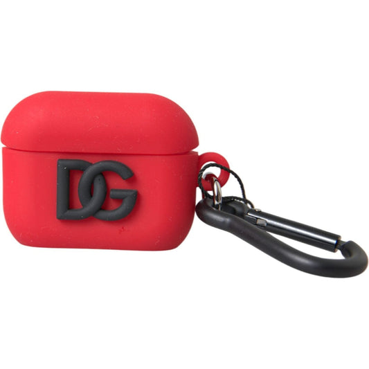Dolce & Gabbana Red Silicone Rubber Logo Embossed Airpods Case Dolce & Gabbana Firebrick