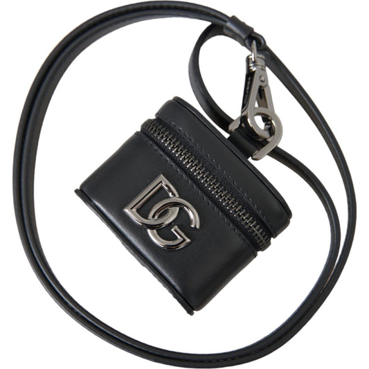 Dolce & Gabbana Black DG Logo Leather Silver Metal Airpods Case Dolce & Gabbana Dark Slate Gray