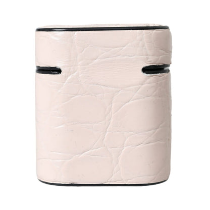 Dolce & Gabbana Light Pink Leather Metal Logo Plaque Airpods Case