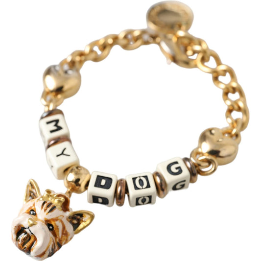 Dolce & Gabbana Gold Tone Brass Chain MY DOG Heart Bracelet Bracelet Dolce & Gabbana Tan