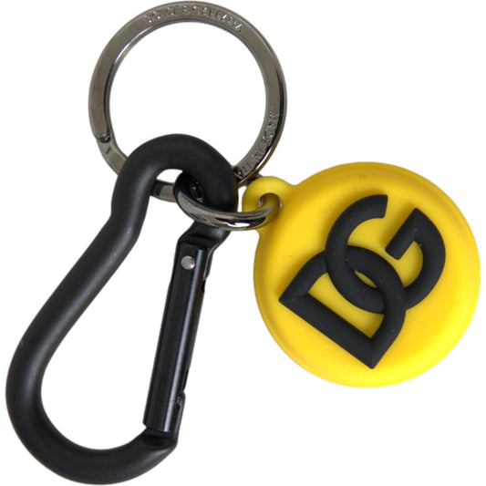 Dolce & Gabbana Yellow Rubber DG Logo Round Brass Metal Keyring Keychain Dolce & Gabbana Sandy Brown