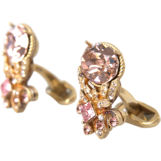 Dolce & Gabbana Gold Tone 925 Sterling Silver Crystal Cufflink Cufflinks Dolce & Gabbana Rosy Brown