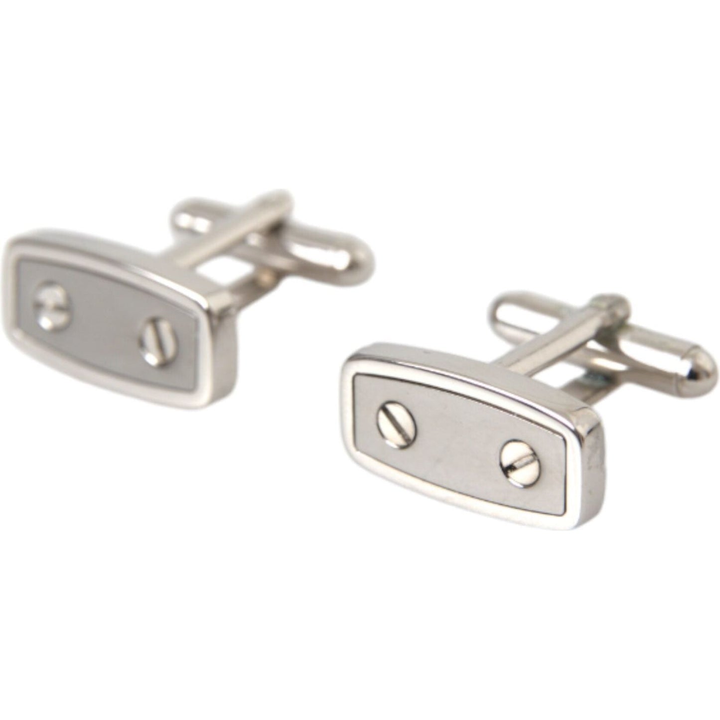 Dolce & Gabbana Silver Plated Metal Brass Pin Men Cufflinks