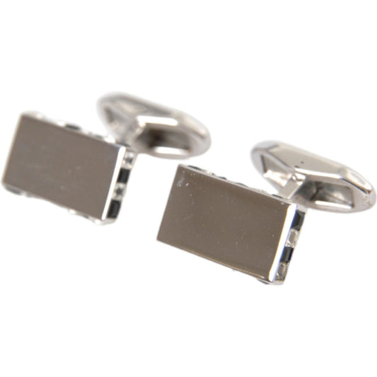 Dolce & Gabbana Silver Plated Metal Brass Pin Men Cufflinks Cufflinks Dolce & Gabbana Dim Gray