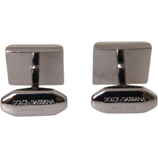 Dolce & Gabbana Silver Plated Brass Pin Crystal Cufflinks Cufflinks Dolce & Gabbana Slate Gray