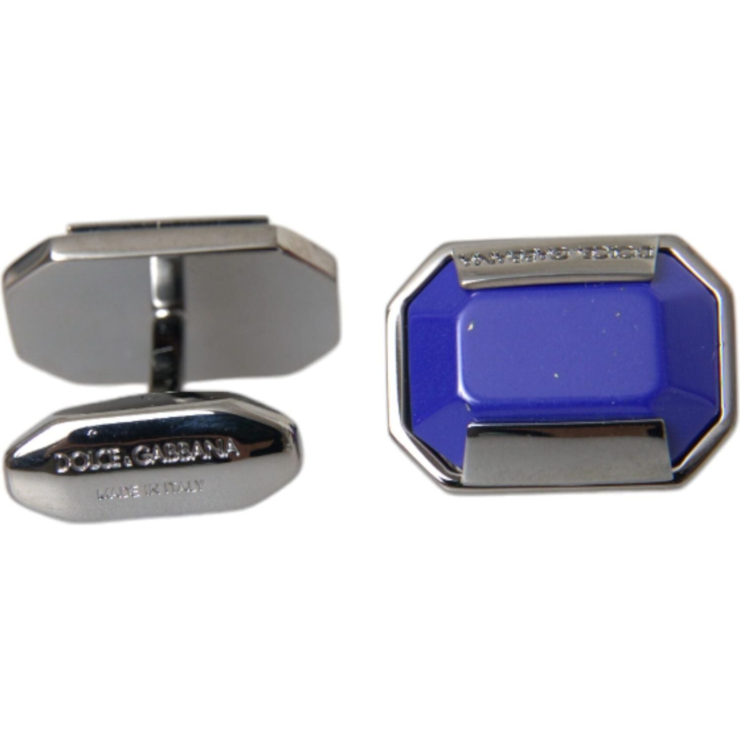 Dolce & Gabbana Silver Plated Brass Pin Crystal Cufflinks