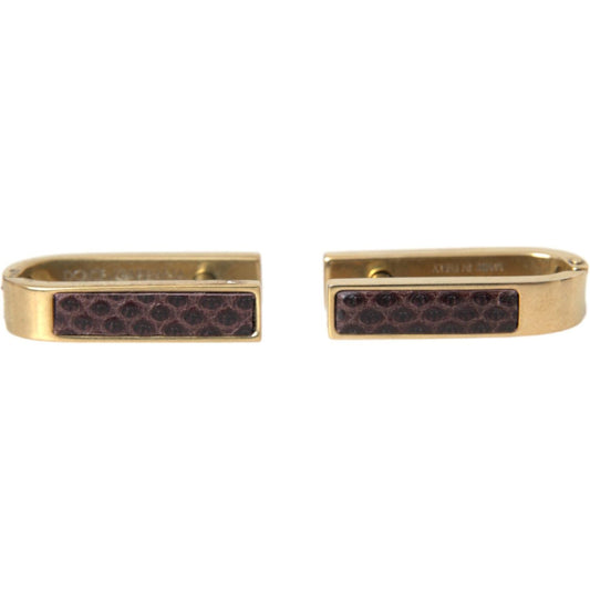 Dolce & Gabbana Gold Plated Metal Brass Pin Men Cufflinks Cufflinks Dolce & Gabbana Dark Olive Green