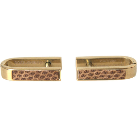 Dolce & Gabbana Gold Plated Metal Brass Pin Men Cufflinks Cufflinks Dolce & Gabbana Rosy Brown