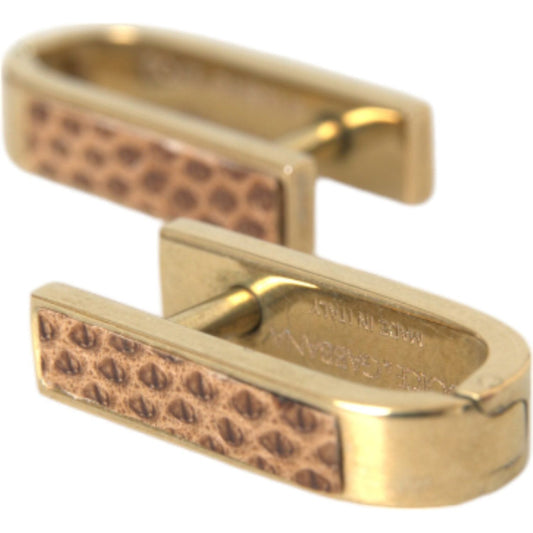Dolce & Gabbana Gold Plated Metal Brass Pin Men Cufflinks Cufflinks Dolce & Gabbana Dark Khaki