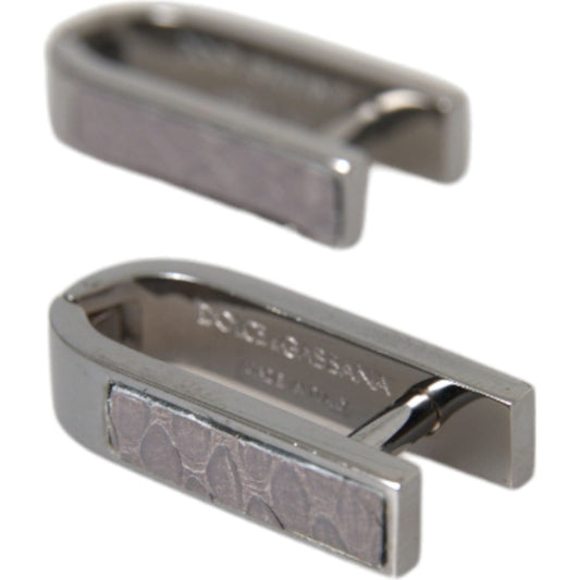 Dolce & Gabbana Silver Plated Metal Brass Pin Men Cufflinks Cufflinks Dolce & Gabbana Slate Gray