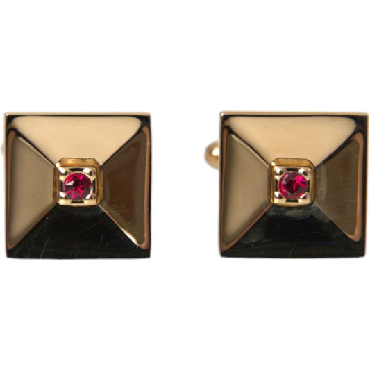 Dolce & Gabbana Gold Plated Brass Crystal Square Pin Cufflinks Cufflinks Dolce & Gabbana Dark Slate Gray