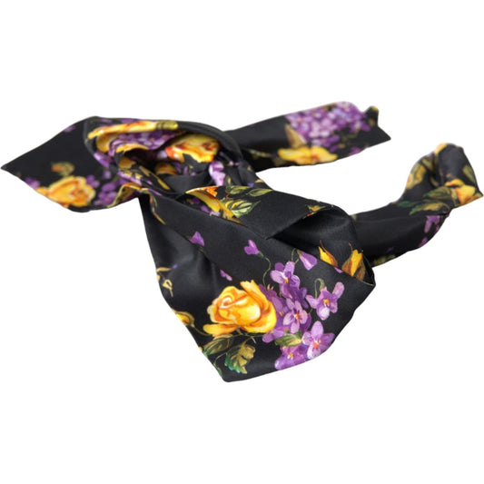 Dolce & Gabbana Black Floral Applique Silk Women Headband Diadem Dolce & Gabbana Dark Slate Gray