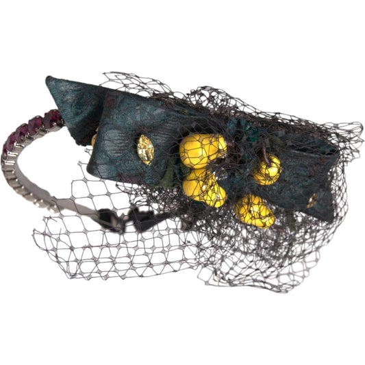 Dolce & Gabbana Black Lemons Sicily Purple Crystal Net Headband Diadem Dolce & Gabbana Dark Slate Gray