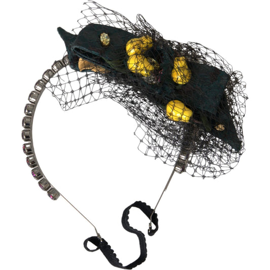 Dolce & Gabbana Black Lemons Sicily Purple Crystal Net Headband Diadem Dolce & Gabbana Gray