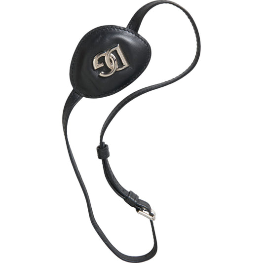 Dolce & Gabbana Black Calfskin Leather Metal DG Logo Eye Patch Dolce & Gabbana Dark Slate Gray