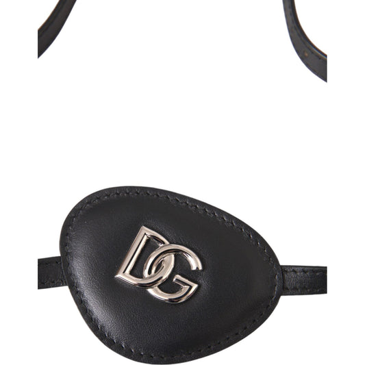 Dolce & Gabbana Black Calfskin Leather Metal DG Logo Eye Patch Dolce & Gabbana Dark Slate Gray