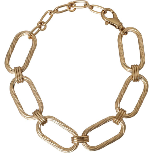 Dolce & Gabbana Gold Tone Brass Large Link Chain Jewelry Necklace Necklace Dolce & Gabbana Rosy Brown