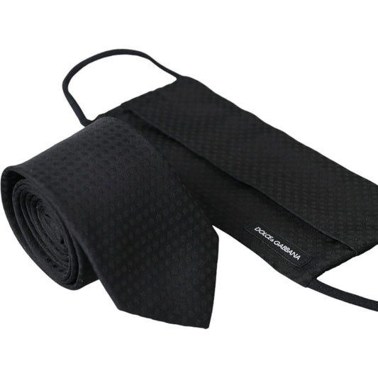 Dolce & Gabbana Black 100% Silk Adjustable Necktie Face Mask Dolce & Gabbana Dark Slate Gray