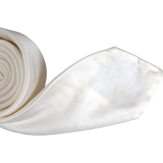 Dolce & Gabbana White Silk Blend Adjustable Tie Men Dolce & Gabbana Light Gray