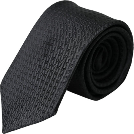 Dolce & Gabbana Black STAFF Patterned Cotton Adjustable Men Tie Dolce & Gabbana Dark Slate Gray