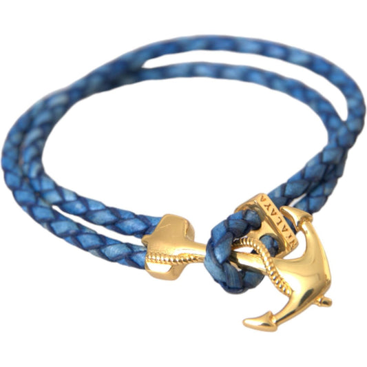Nialaya Blue Gold Anchor 925 Silver Charm Bracelet Mens Bracelet Nialaya Dim Gray