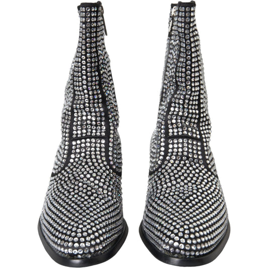 Dolce & Gabbana Black Rhinestone Crystal Chelsea Boots Shoes Dolce & Gabbana Dark Slate Gray