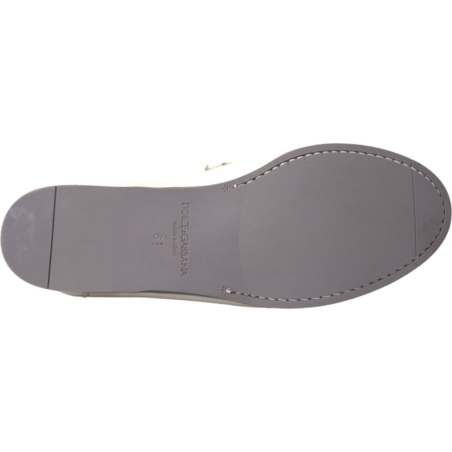 Dolce & Gabbana White Gray Leather Slip Mocassin Shoes Loafer Dolce & Gabbana Slate Gray