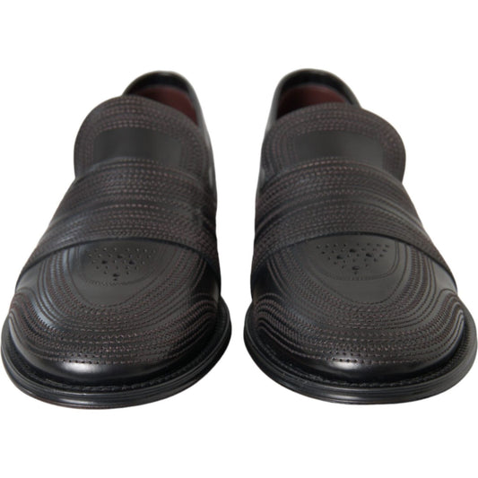 Dolce & Gabbana Black Brown Leather Loafer Men Dress Shoes Dolce & Gabbana Dark Slate Gray