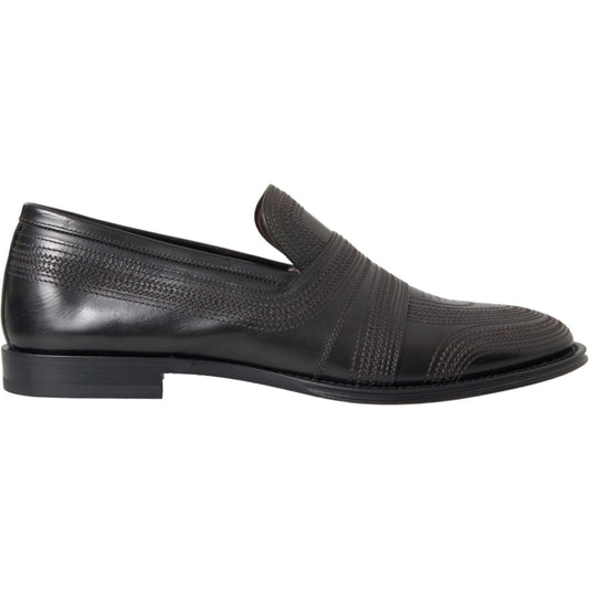Dolce & Gabbana Black Brown Leather Loafer Men Dress Shoes Dolce & Gabbana Dark Slate Gray