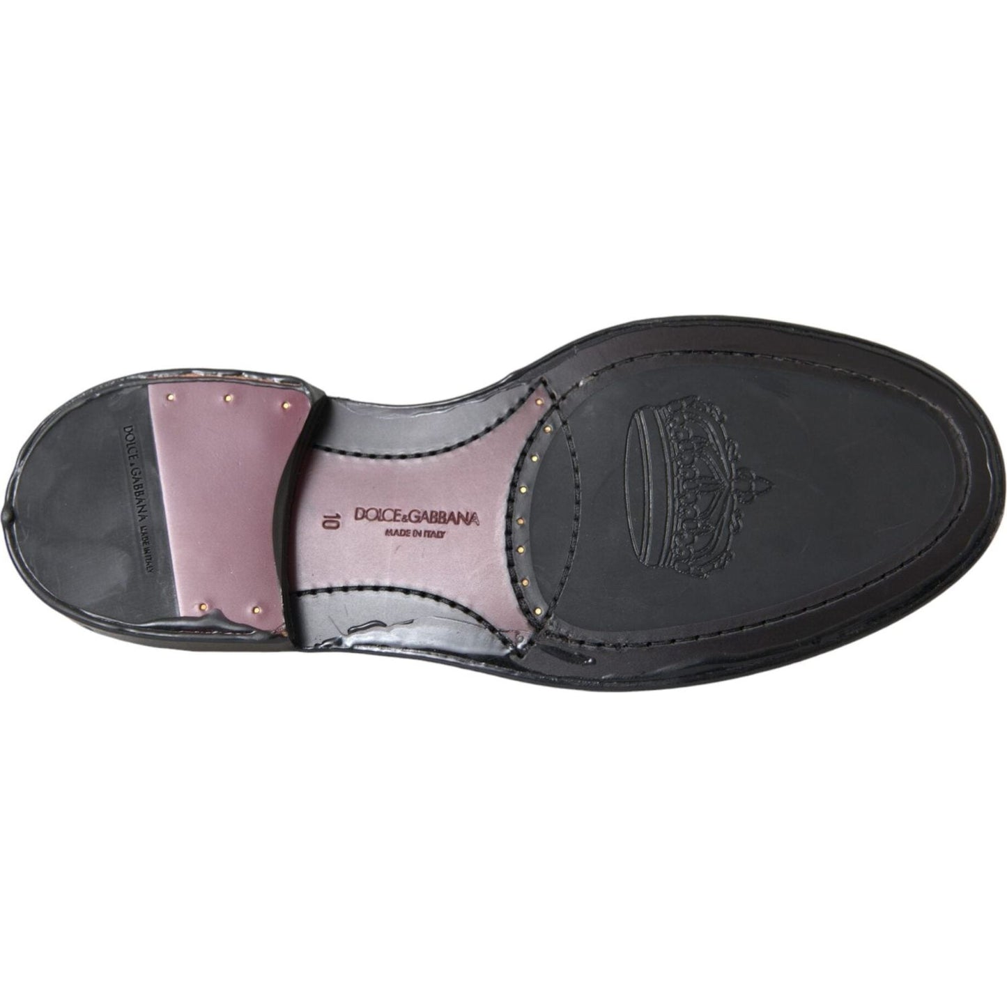 Dolce & Gabbana Black Leather Oxford Wingtip Formal Men Shoes Dolce & Gabbana Dark Slate Gray