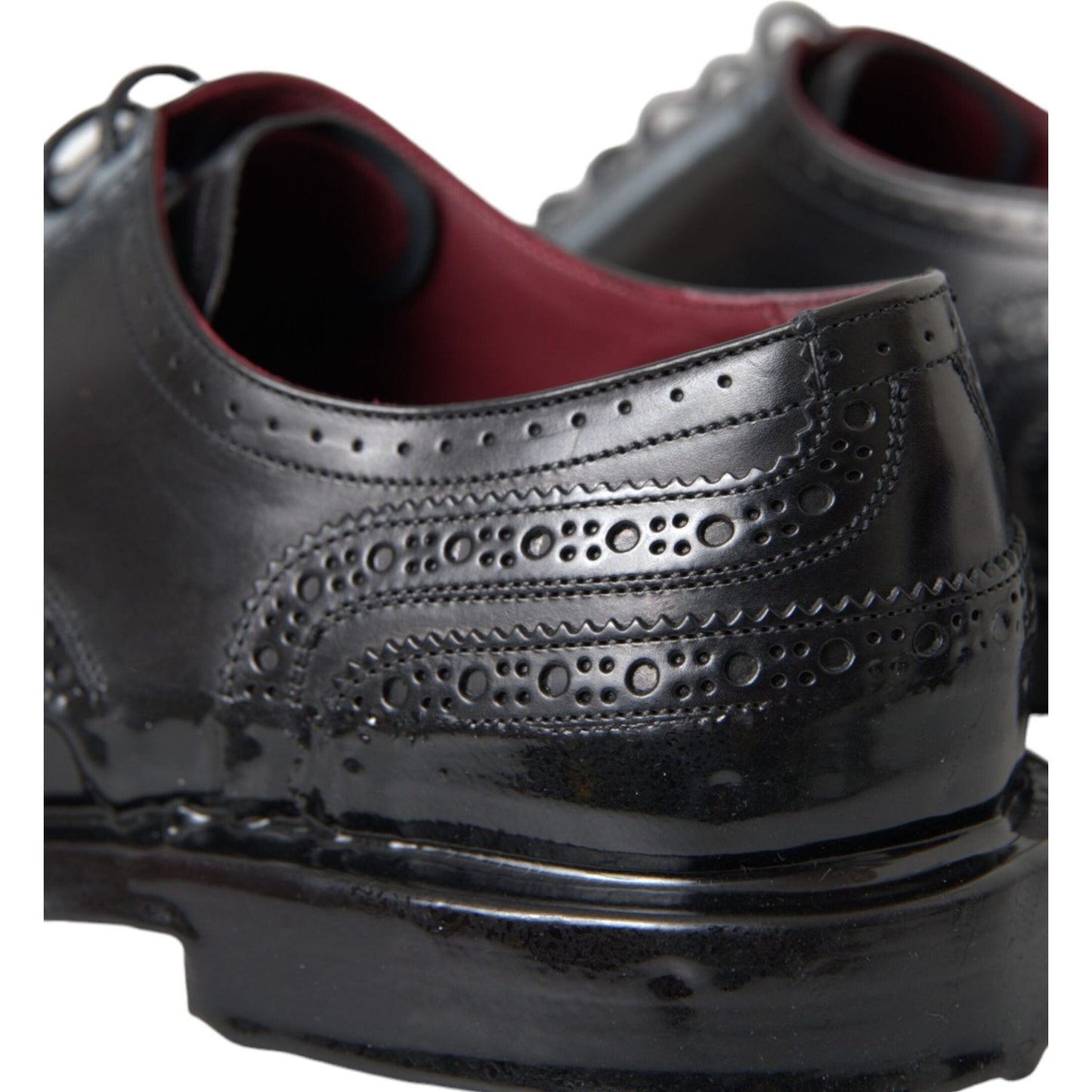 Dolce & Gabbana Black Leather Oxford Wingtip Formal Men Shoes Dolce & Gabbana Dark Slate Gray