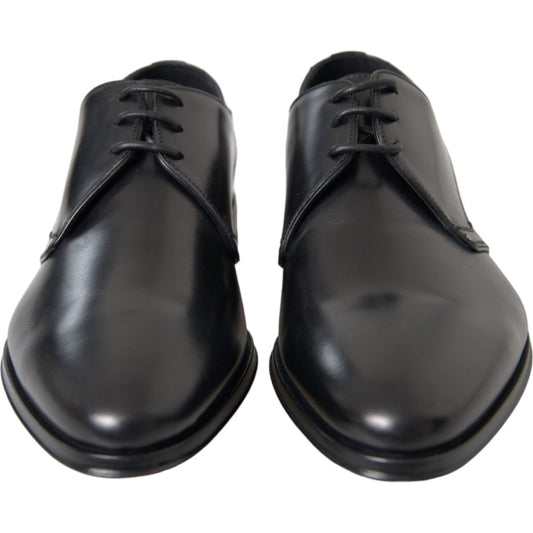 Dolce & Gabbana Black Leather Derby Formal Dress Men Shoes Dolce & Gabbana Dark Slate Gray