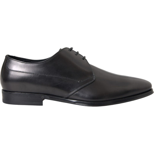 Dolce & Gabbana Black Leather Derby Formal Dress Men Shoes Dolce & Gabbana Dark Slate Gray