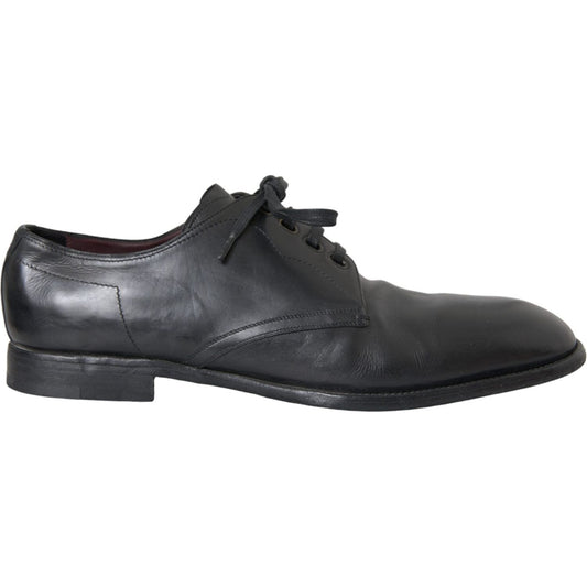 Dolce & Gabbana Black Leather Derby Formal Dress Men Shoes Dolce & Gabbana Dark Slate Gray