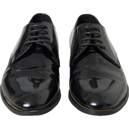 Dolce & Gabbana Black Patent Leather Derby Formal Dress Shoes Dolce & Gabbana Dark Slate Gray
