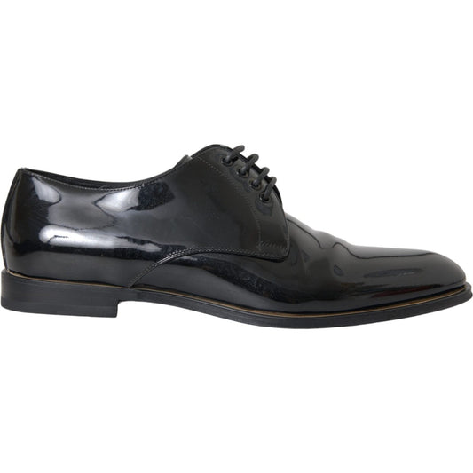 Dolce & Gabbana Black Patent Leather Derby Formal Dress Shoes Dolce & Gabbana Dark Slate Gray