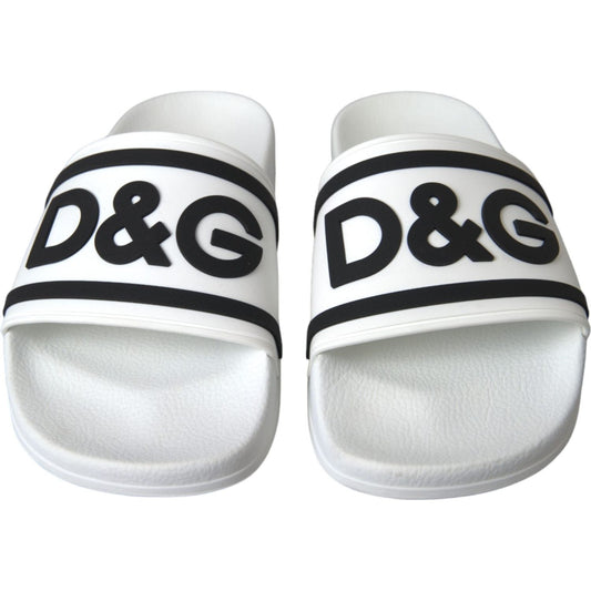 Dolce & Gabbana White Black Sandals Rubber Beachwear Shoes Dolce & Gabbana Light Gray