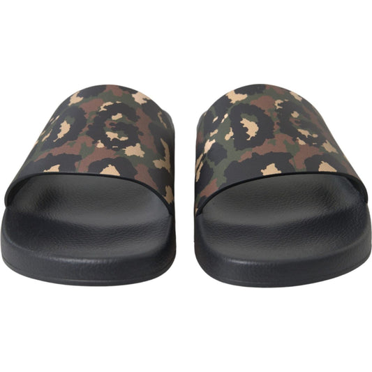 Dolce & Gabbana Multicolor Camouflage Leather Beachwear Men Shoes Dolce & Gabbana Dark Slate Gray