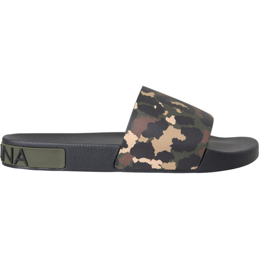 Dolce & Gabbana Multicolor Camouflage Leather Beachwear Men Shoes Dolce & Gabbana Dark Slate Gray