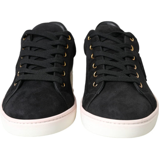 Dolce & Gabbana Black Suede Leather Men Low Top Sneakers Men Shoes Dolce & Gabbana Dark Slate Gray
