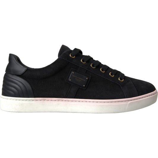Dolce & Gabbana Black Suede Leather Men Low Top Sneakers Men Shoes Dolce & Gabbana Black