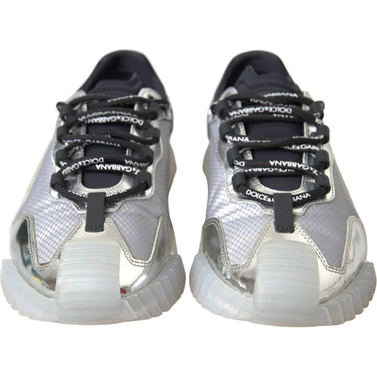 Dolce & Gabbana Silver Black Nylon NS1 Low Top Sneakers Men Shoes Dolce & Gabbana Gray
