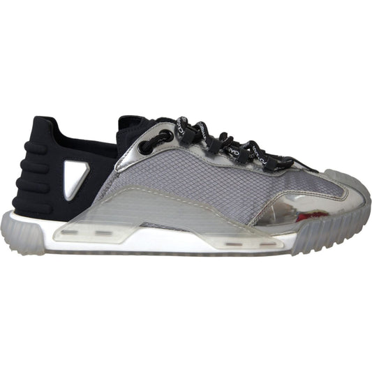 Dolce & Gabbana Silver Black Nylon NS1 Low Top Sneakers Men Shoes Dolce & Gabbana Light Slate Gray